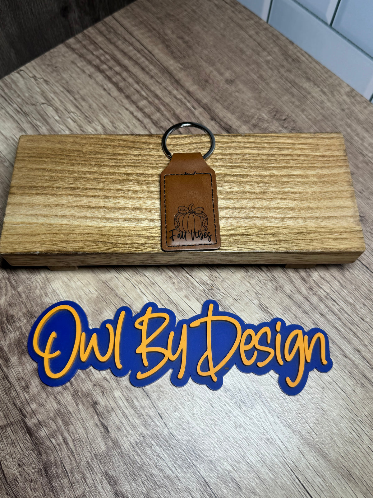 Fall Vibes Small Leather Keychain