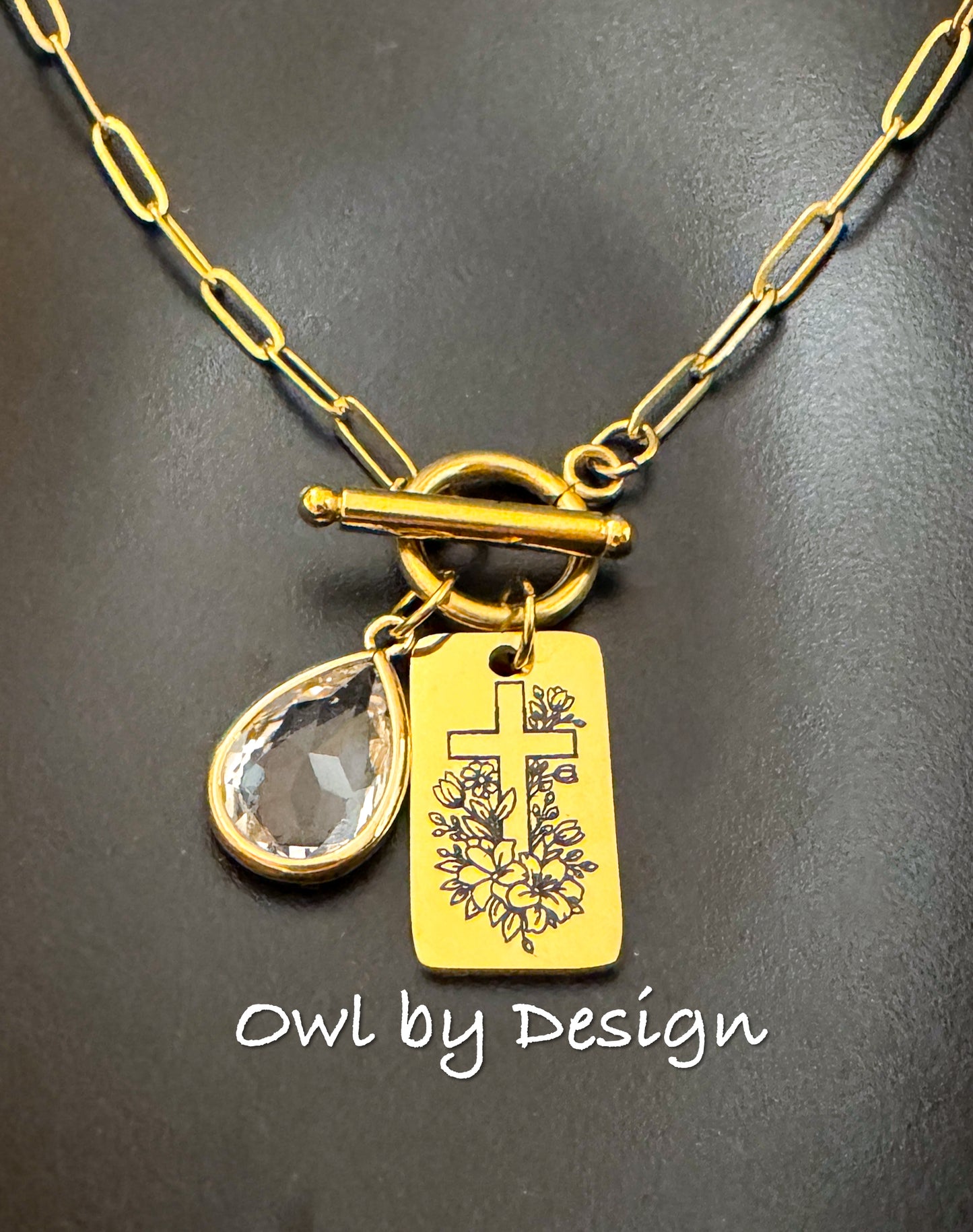 Floral Cross Charm Necklace