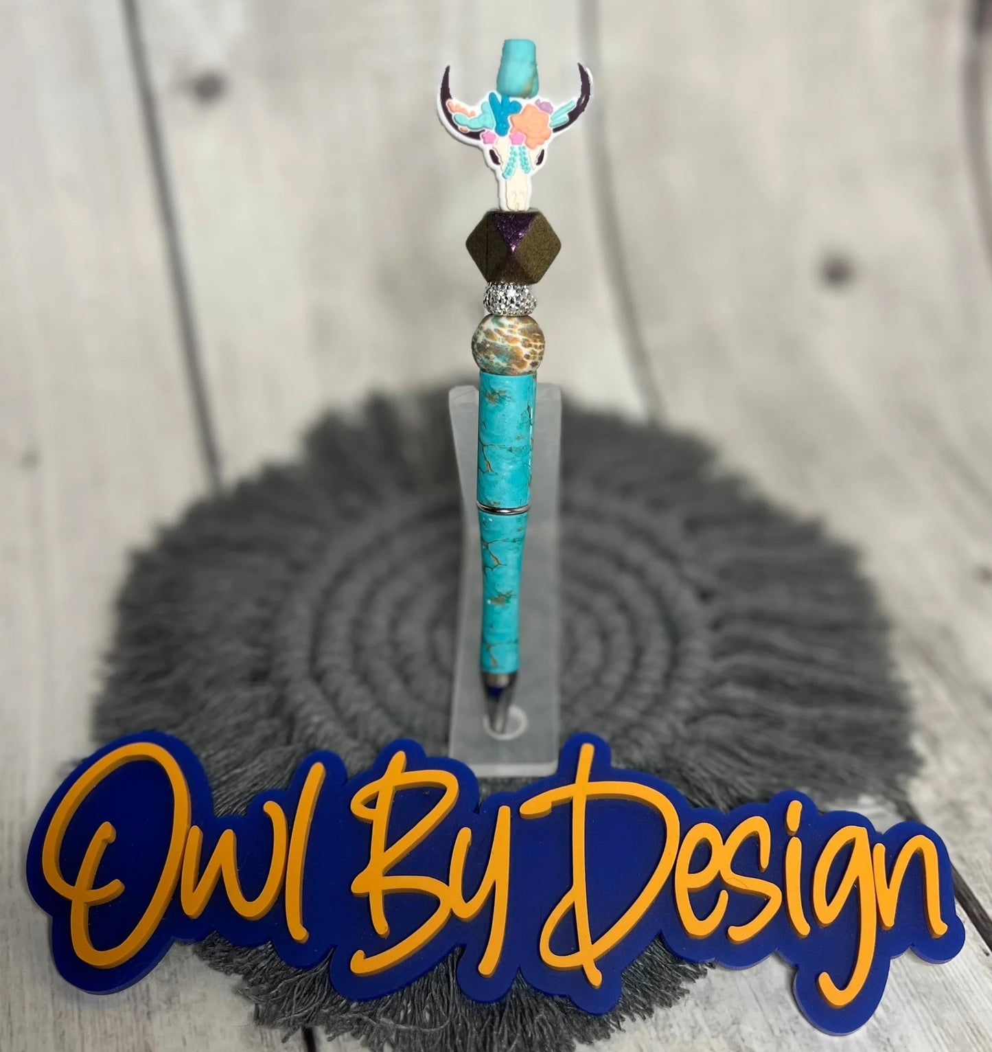 Flower Bull Skull Pen