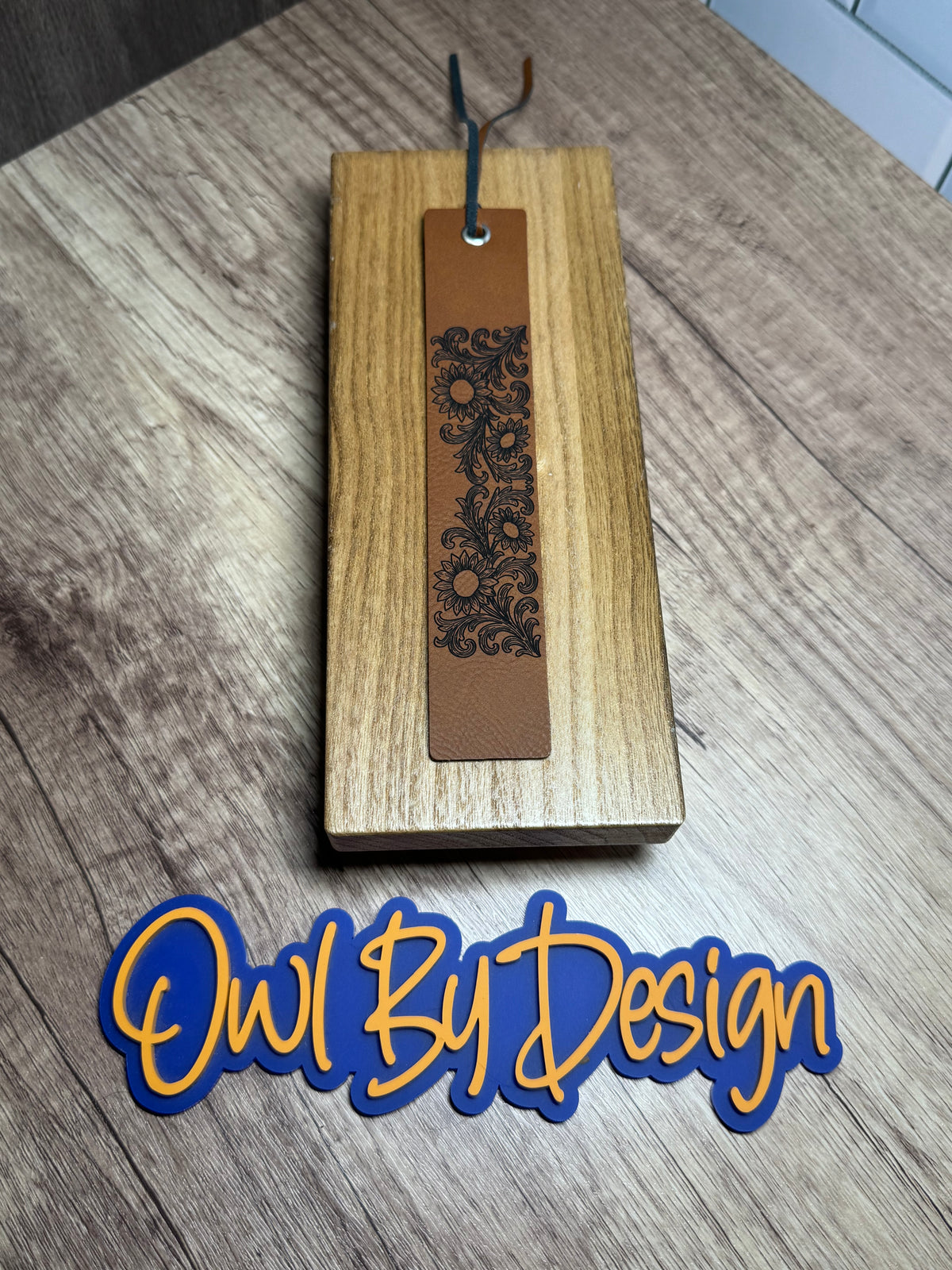 Leather Sunflower Leather Bookmark