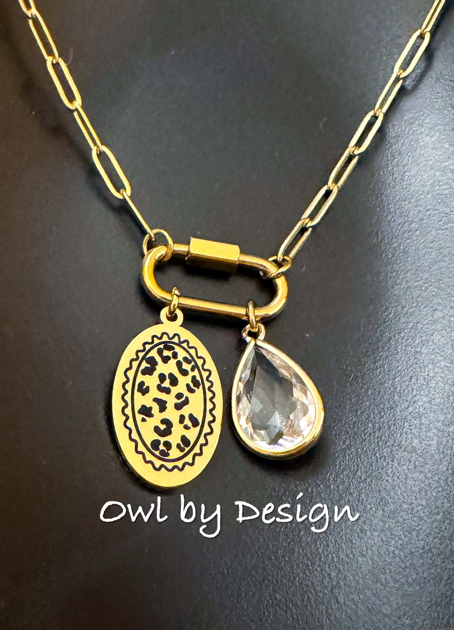 Vintage Leopard Stamp Charm Necklace