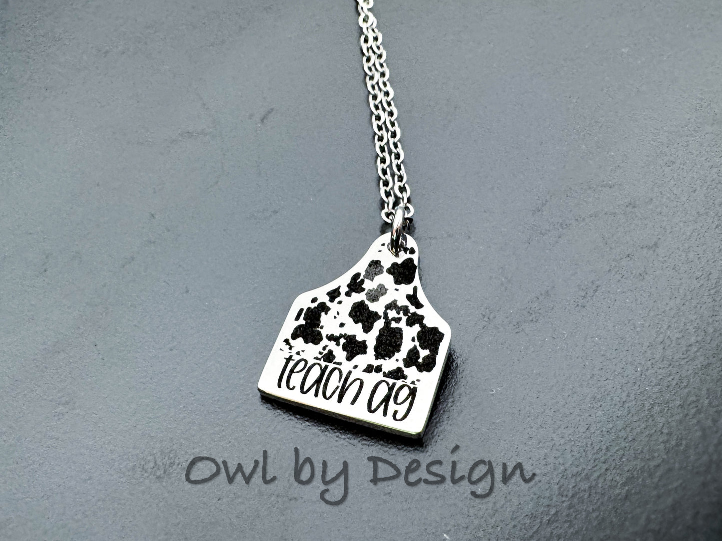 Teach Ag Cow Tag Necklace