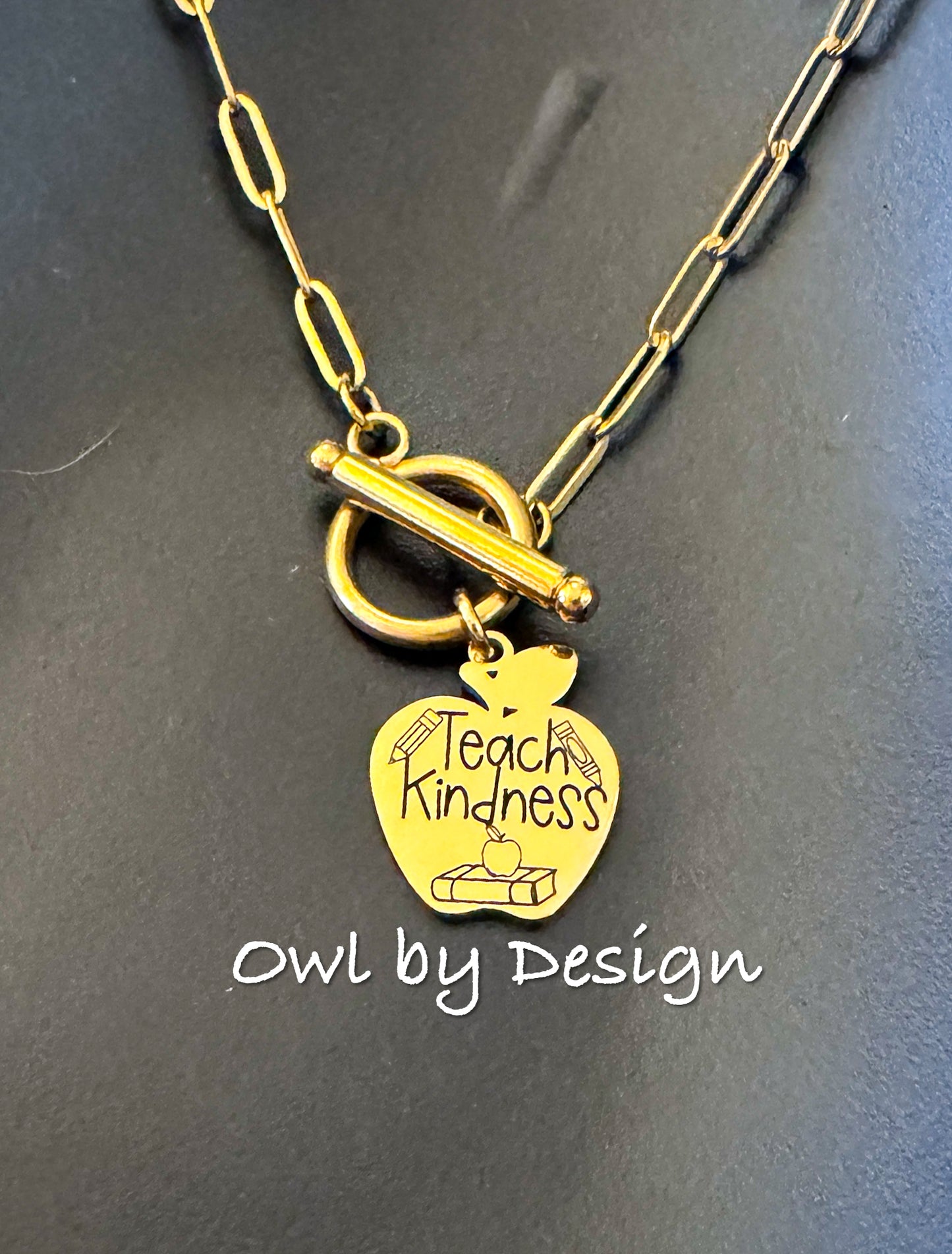 Teach Kindness Apple Toggle Necklace