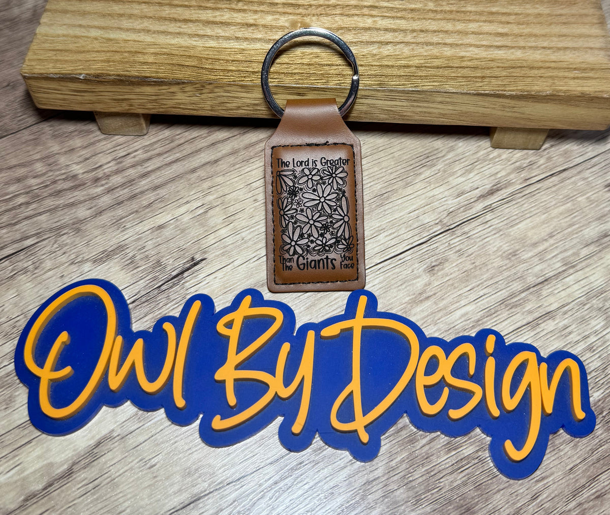 The Lord is Greater Small Leather Keychain