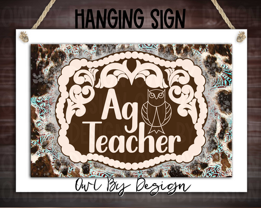 Ag Teacher Western Buckle Hanging Sign