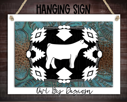 Show Livestock Buckle Western Hanging Sign