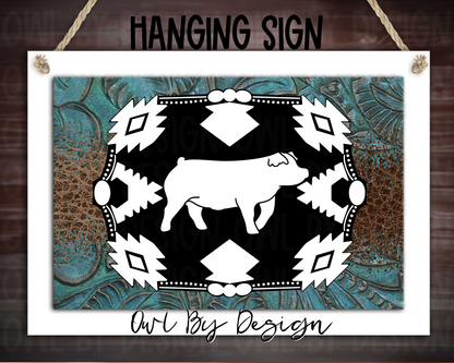 Show Livestock Buckle Western Hanging Sign