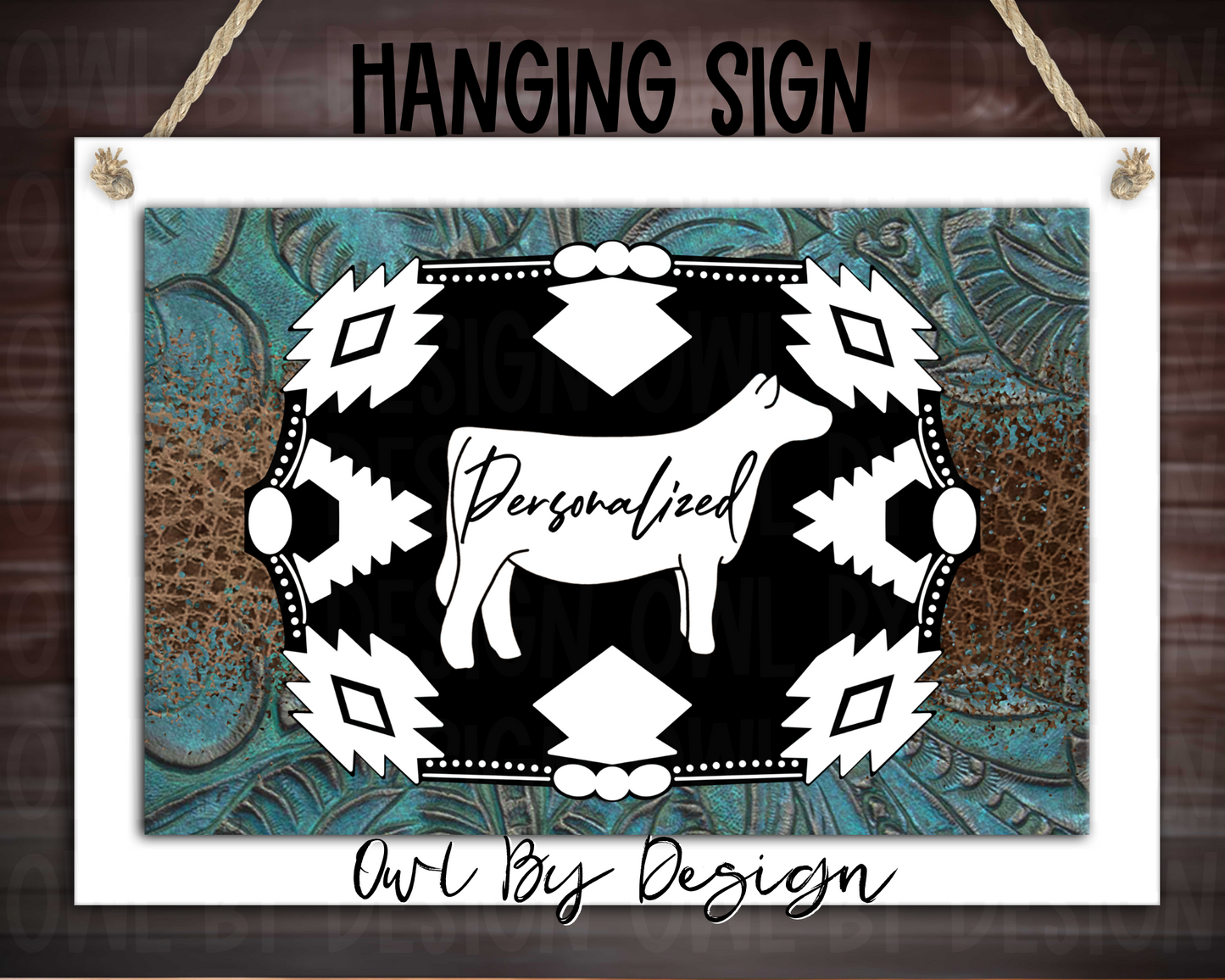 Show Livestock Buckle Western Hanging Sign