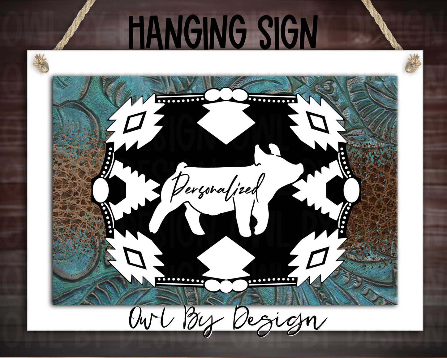 Show Livestock Buckle Western Hanging Sign