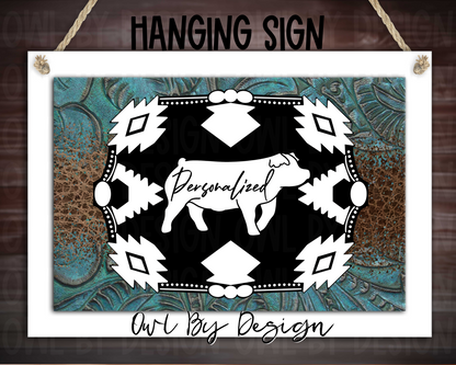 Show Livestock Buckle Western Hanging Sign