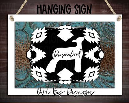 Show Livestock Buckle Western Hanging Sign