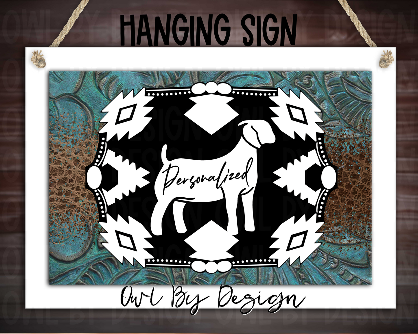 Show Livestock Buckle Western Hanging Sign