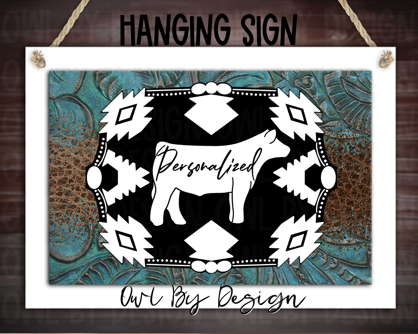 Show Livestock Buckle Western Hanging Sign