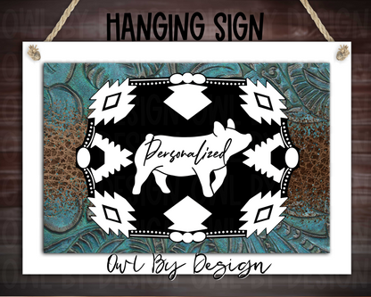 Show Livestock Buckle Western Hanging Sign