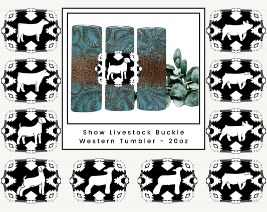 Show Livestock Buckle Western Tumbler - 20oz