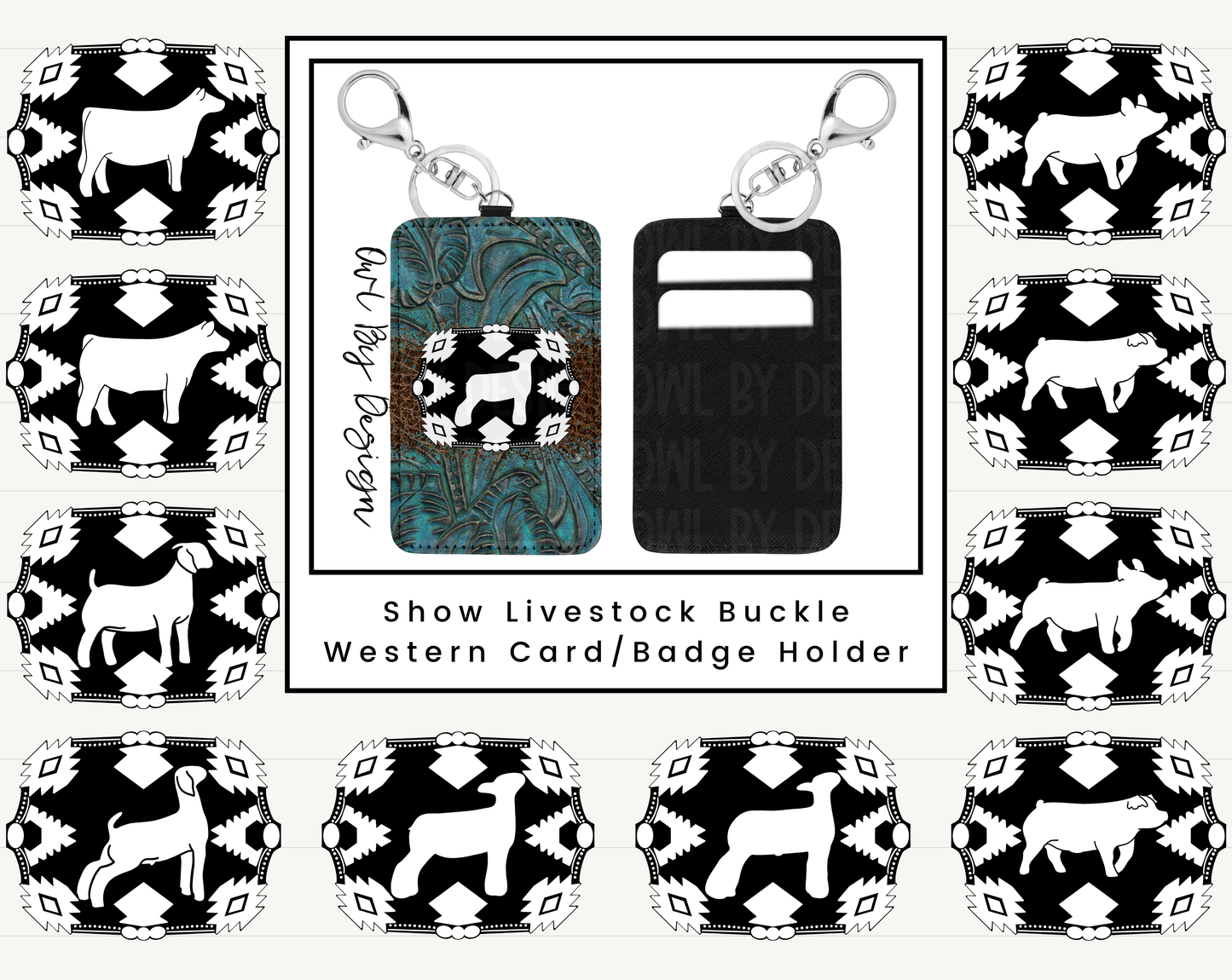 Show Livestock Buckle Western Card/Badge Holder