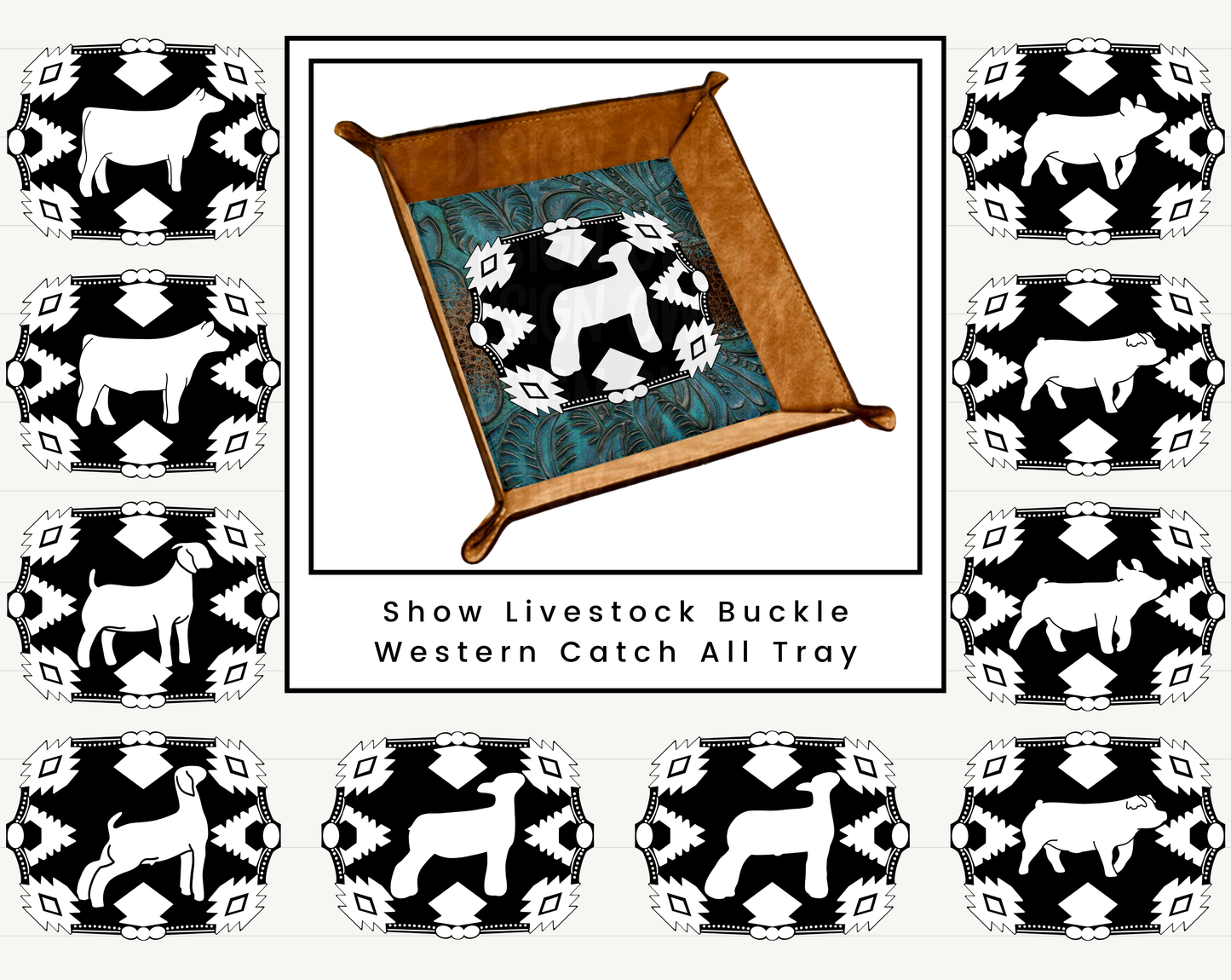Show Livestock Buckle Western Catch All Tray