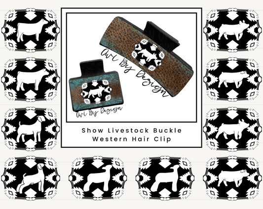 Show Livestock Buckle Western Hair Clips