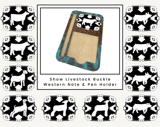 Show Livestock Buckle Western Note & Pen Holder