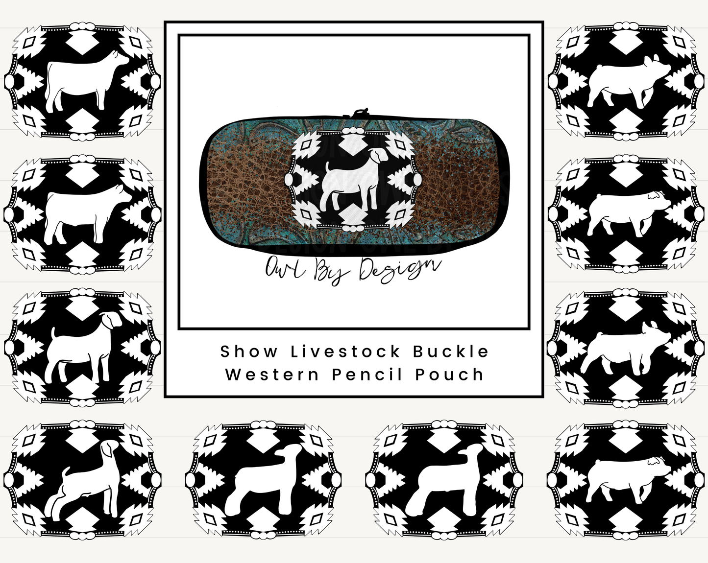 Show Livestock Buckle Western Pencil Pouch