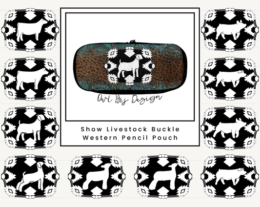 Show Livestock Buckle Western Pencil Pouch