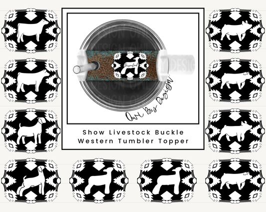 Show Livestock Buckle Western Tumbler Topper