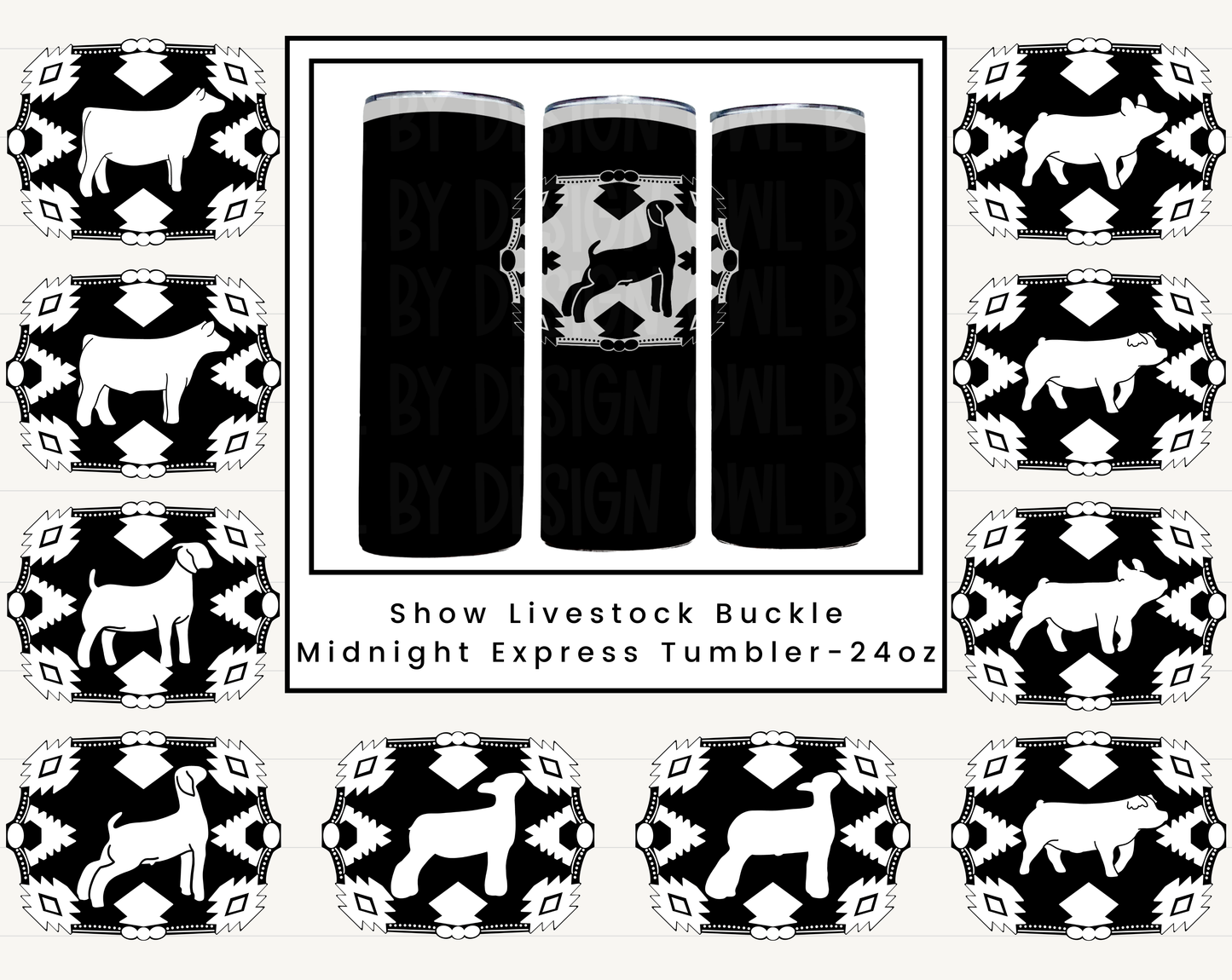 Show Livestock Buckle Midnight Express Tumbler - 24oz
