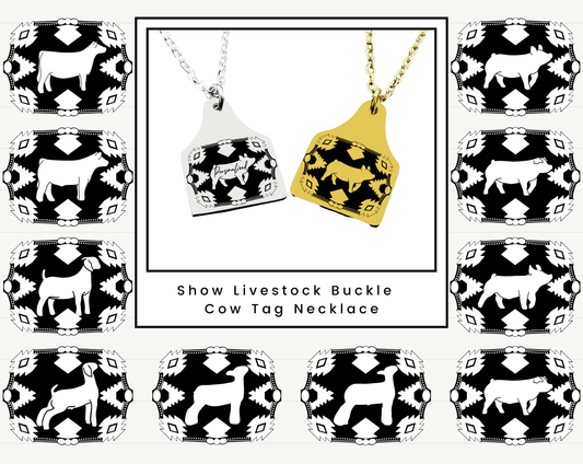 Show Livestock Buckle Cow Tag Necklace