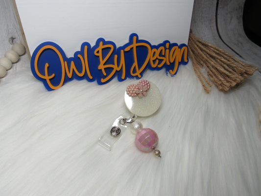 3D Pearl Flower Badge Reel
