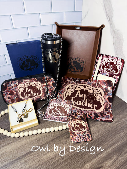 Ag Teacher Buckle Ultimate Bundle - Lanyard, Badge Holder, Mousepad, Note/Pen Holder, Tray, Necklace, Bracelet, Tumbler, Coaster, Journal, Pencil Pouch