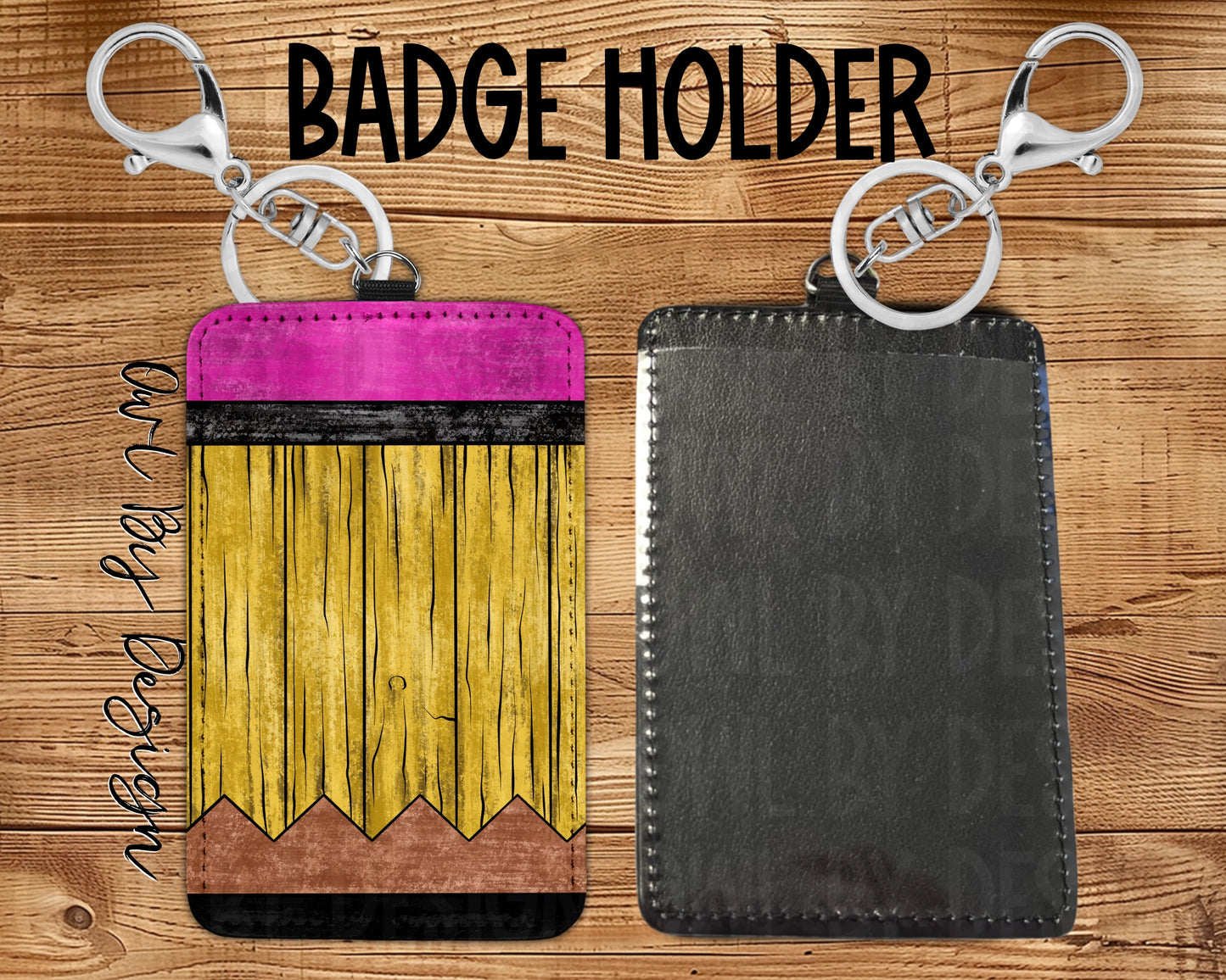 Wood Pencil Card Holder Keychain/Lanyard *Customizable