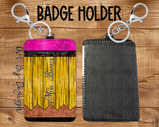 Wood Pencil Card Holder Keychain/Lanyard *Customizable