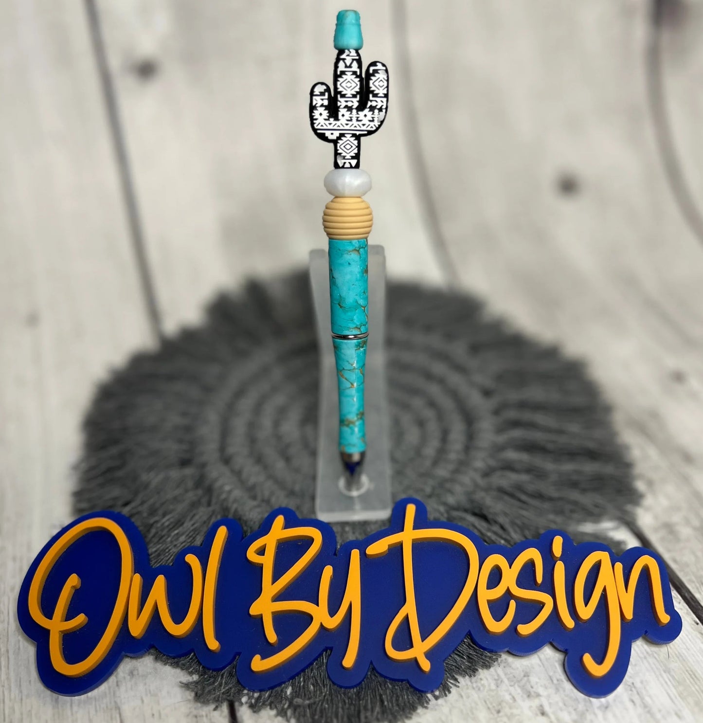 Black and White Aztec Cactus Pen