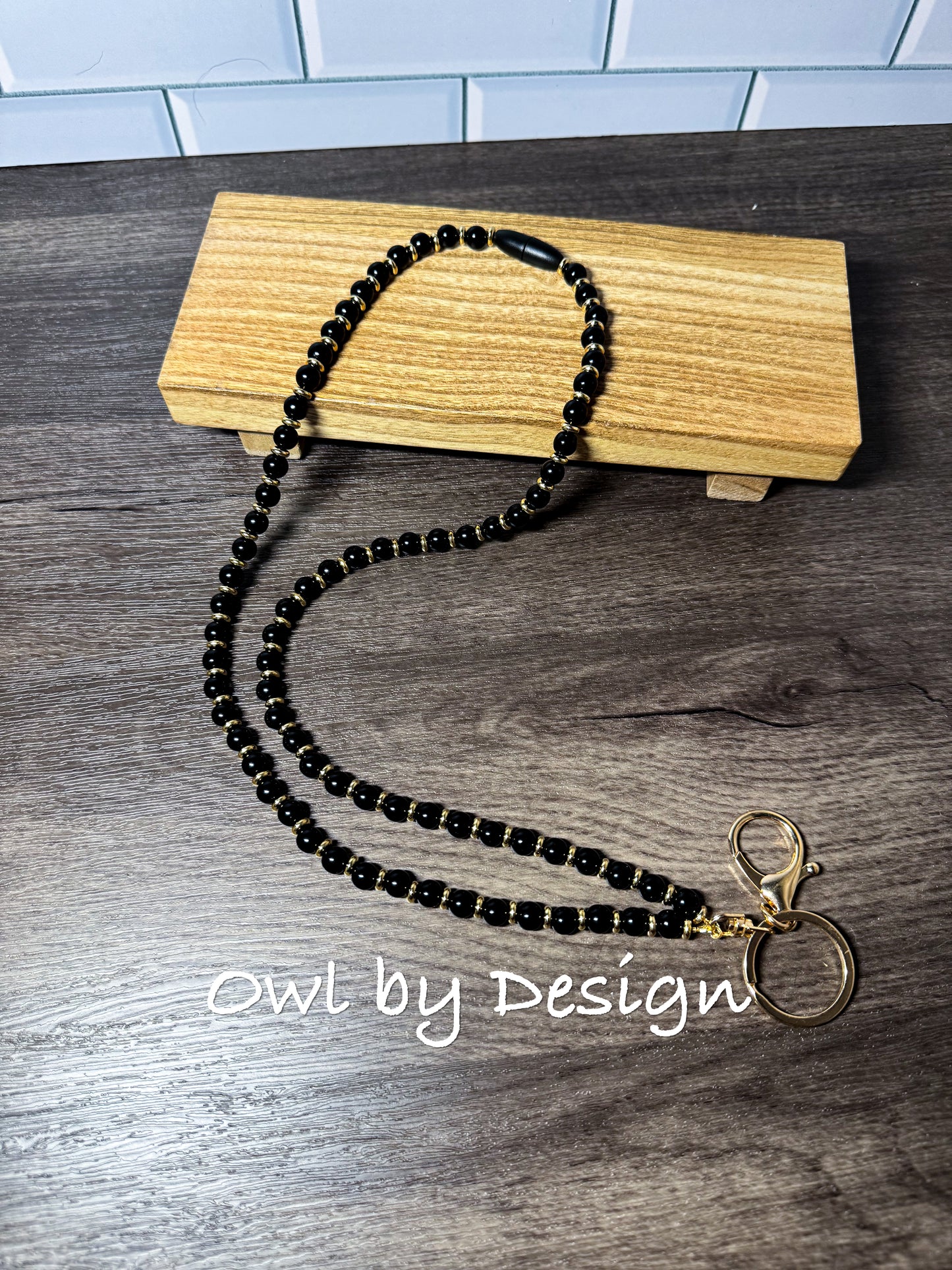 Midnight Luxe Beaded Lanyard
