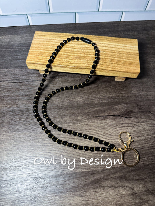 Midnight Luxe Beaded Lanyard