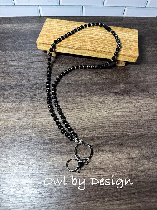 Onyx Beaded Lanyard