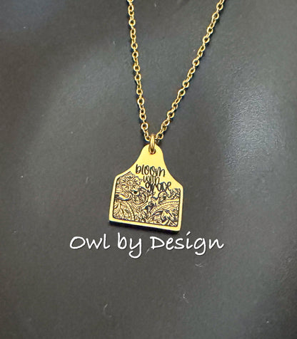 Bloom with Grace Cow Tag Necklace