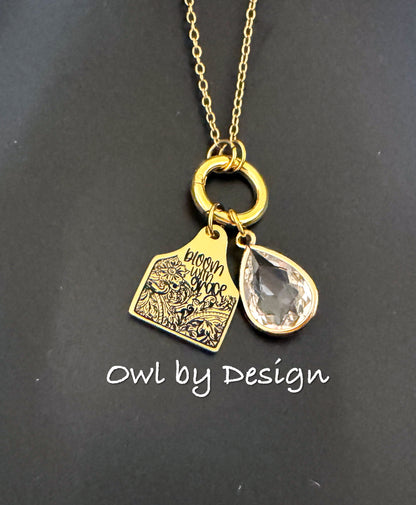 Bloom with Grace Cow Tag Charm Necklace
