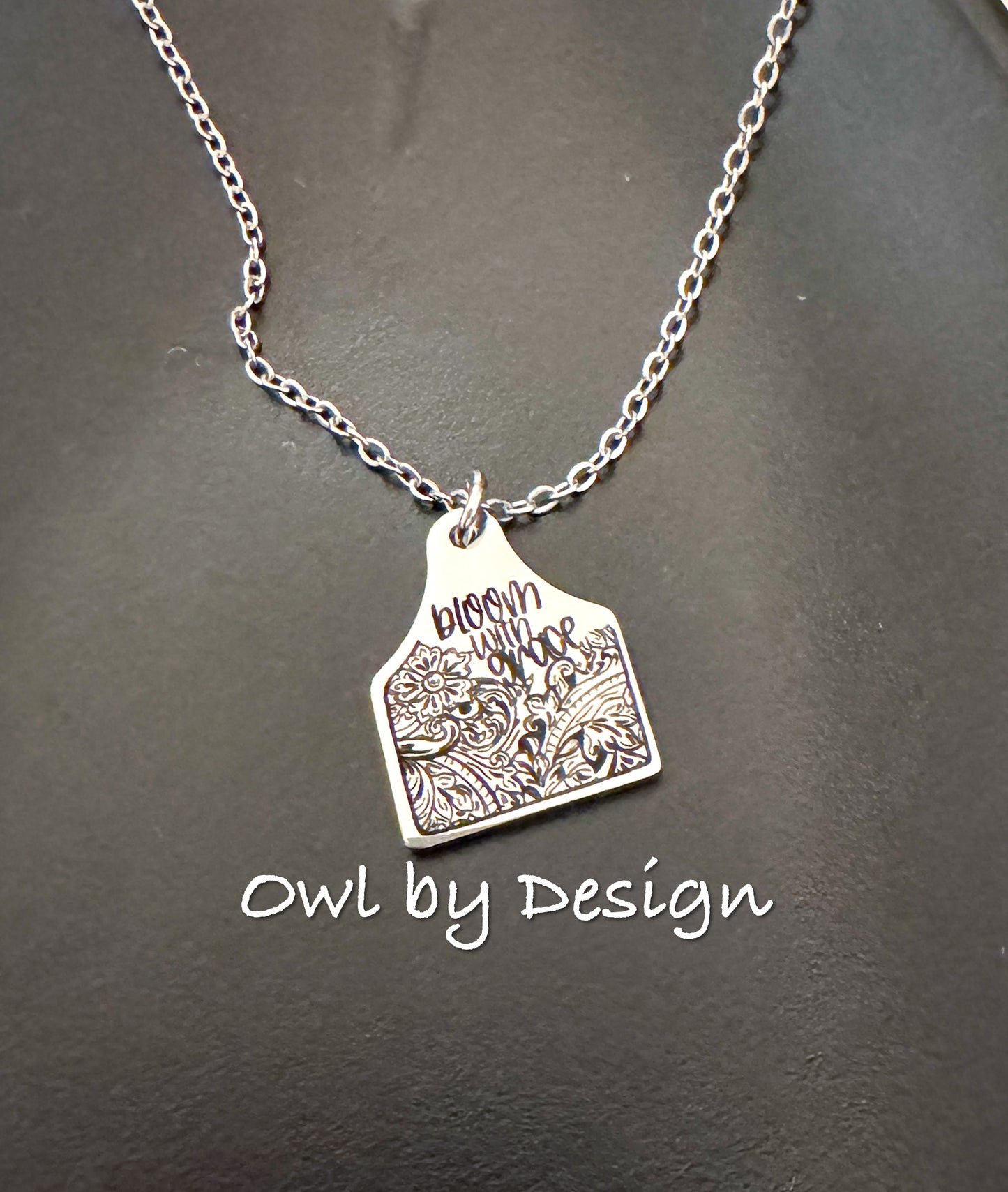 Bloom with Grace Cow Tag Necklace