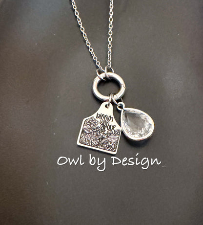Bloom with Grace Cow Tag Charm Necklace