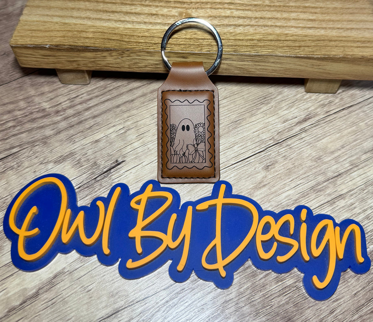 Boo-tiful Fall Stamp Small Leather Keychain