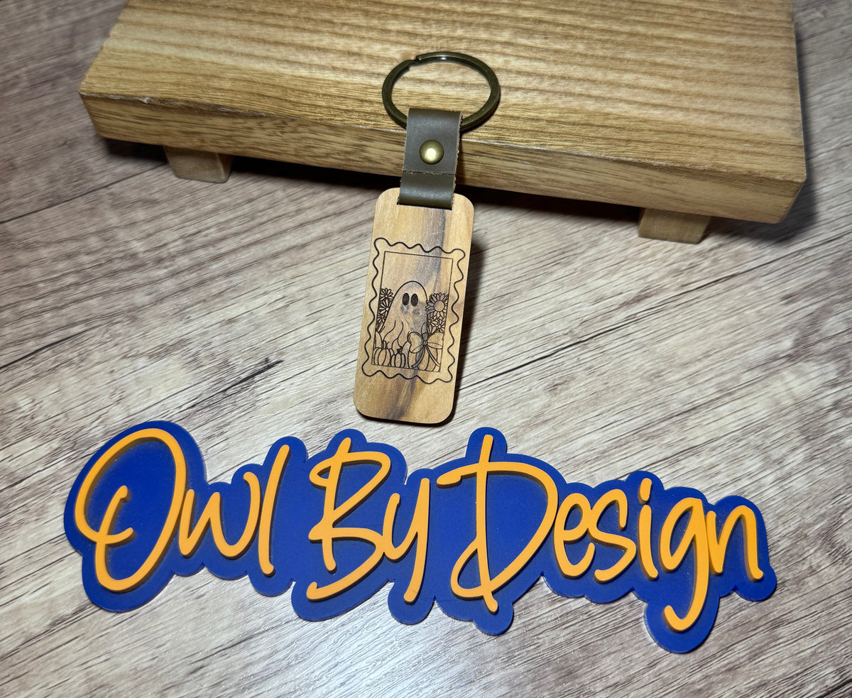 Boo-tiful Fall Stamp Small Wood Keychain