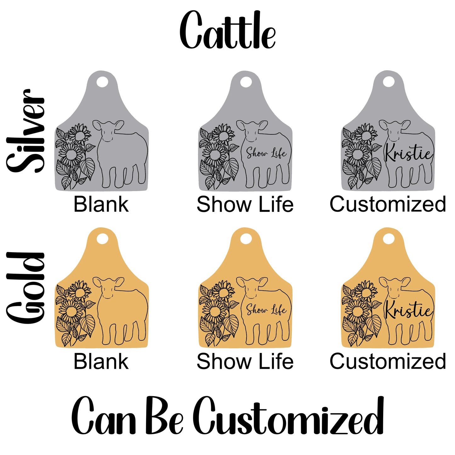 Sunflower Livestock Cow Tag Necklace