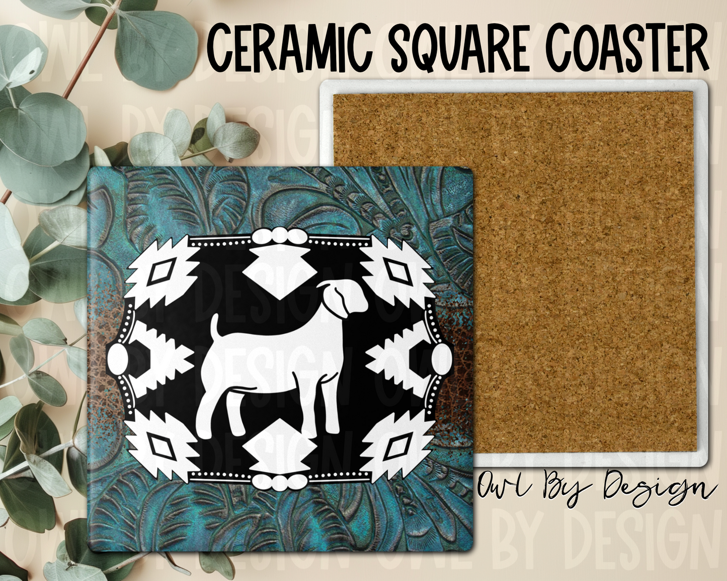 Show Livestock Buckle Western Ceramic Square Coaster