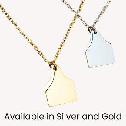Sunflower Livestock Cow Tag Necklace