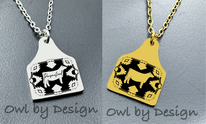 Show Livestock Buckle Cow Tag Necklace
