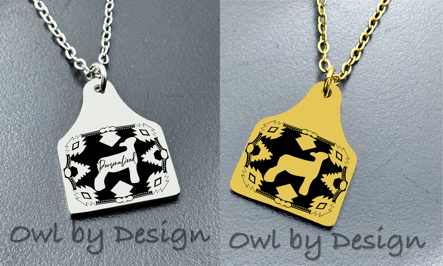Show Livestock Buckle Cow Tag Necklace