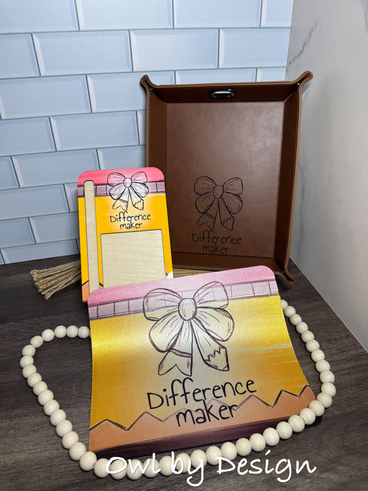Difference Maker Desk Bundle - Mousepad, Note/Pen Holder and Catch All Valet Tray