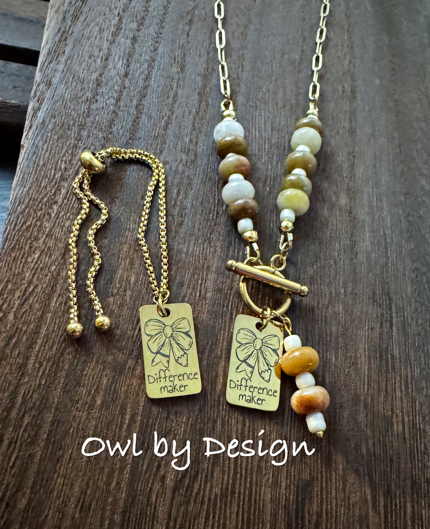 Difference Maker Jewelry Bundle - Beaded Accent Necklace and Bracelet