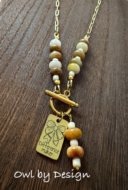 Difference Maker Jewelry Bundle - Beaded Accent Necklace and Bracelet